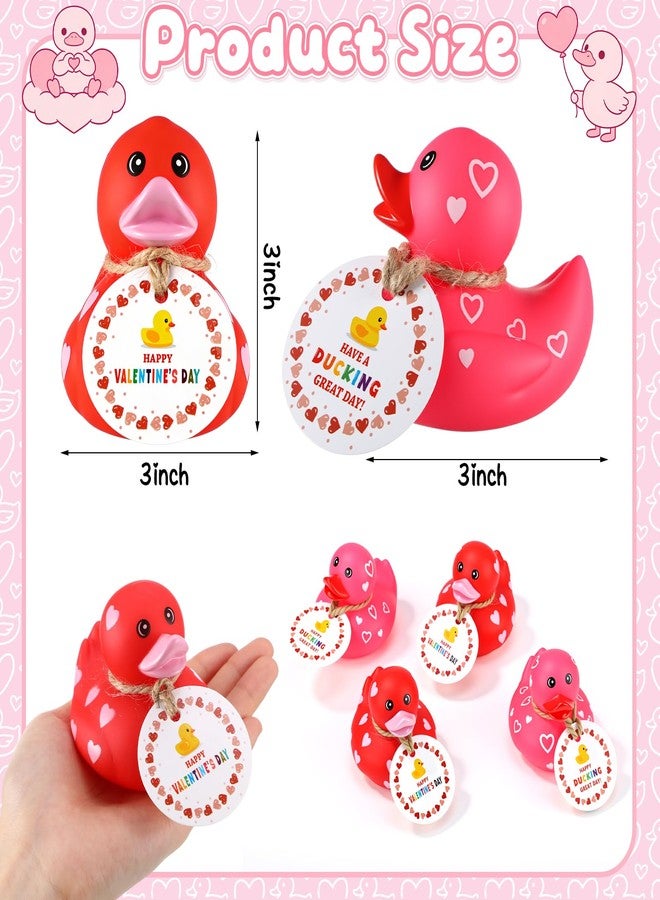 جيريفي قطعتان من البط المطاطي الصغير بحجم 3 بوصات لعيد الحب مع بطاقات هدايا عيد الحب، ألعاب بط مطاطية لجوائز ألعاب التبادل في الفصول الدراسية وهدايا حفلات الكرنفال. - Image 2